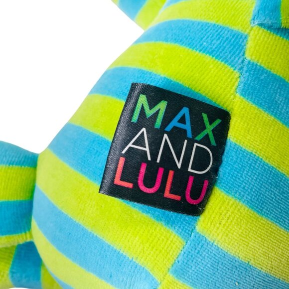 Max And Lulu Striped Bunny Plush Blue & Lime Green Soft Stuffed Animal - Picture 7 of 9